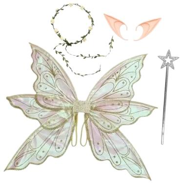 Imagem de Tachiuwa Conjunto de fantasia de fada com asas de fada borboleta para lembrancinhas de festa de festival e aniversário
