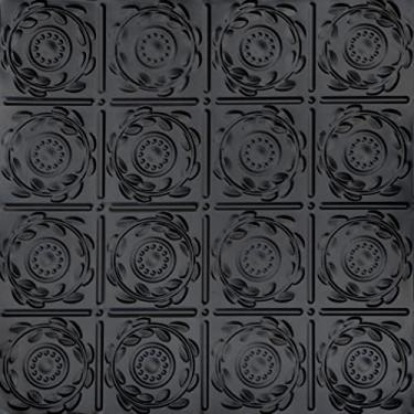 Imagem de Shanko SkPC208-bk-24x24-D-12 Azulejo de teto de metal estampado "Crowning Glory (48 m²), preto acetinado