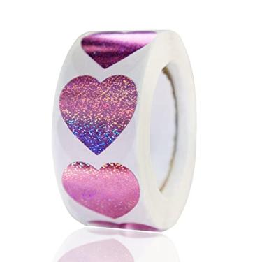 Imagem de 500 peças de adesivos de coração, 2,5 cm com glitter pequeno em forma de coração, adesivos de amor para dia dos namorados/dia das mães/casamento, decorações para envelopes, embrulhos de presente,