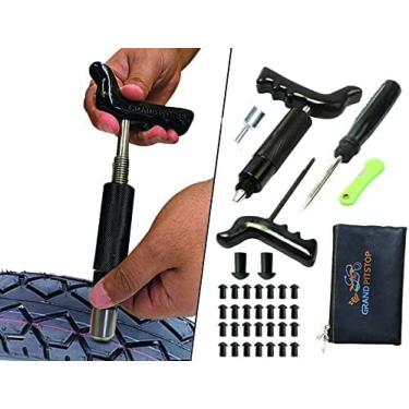 Imagem de GRAND PITSTOP Kit de reparo de perfuração de pneu sem câmara de 36 peças com plugue de cogumelo para perfurações de pneus e furadeiras em carros, motocicletas, quadriciclos, caminhões e tratores (30