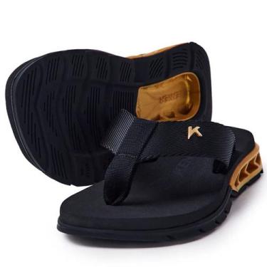 Imagem de Chinelo Infantil Kenner Rakka Kids - Preto e Dourado, 33/34