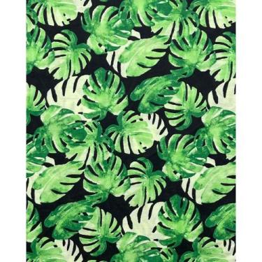 Imagem de Tecido Tricoline Estampado Costela de Adão Fundo Preto - 1,50m de Larg