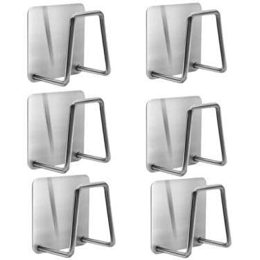 Imagem de Kit 6 Ganchos Adesivos Aço Inox Suporte 3kg Para Paredes Banheiro Cozinha Suporte Toalh...