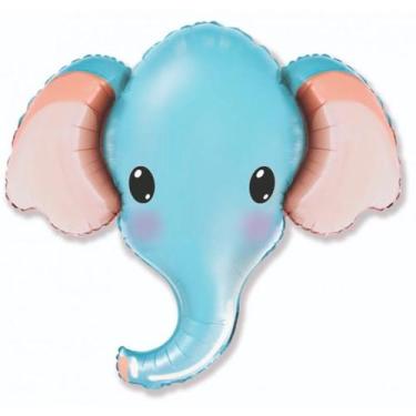 Imagem de Balão de Festa Metalizado 39'' 99cm - Elefante Head HSG Azul - 1 unida