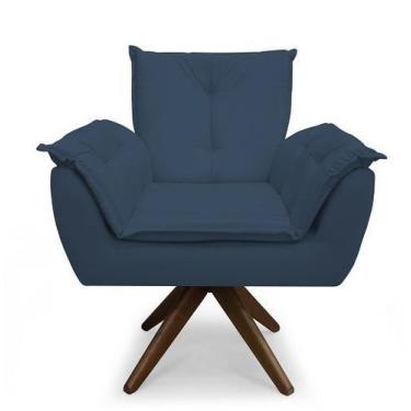Imagem de Poltrona Decorativa Opala Base Giratória Suede Azul Royal - Casa & Est