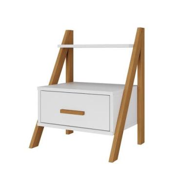 Imagem de Mesa De Cabeceira Anatelli Branco Mdf E Pés Pinus - J & A