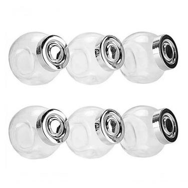 Imagem de Jogo Pote De Vidro Com Tampa 6 Pcs Tempero Condimento cinza