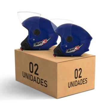 Imagem de Kit Combo 2 Capacetes Moto Aberto Pro Tork New Liberty Three, AZUL, 56