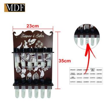 Imagem de Porta Tempero com 12 Tubetes Tempero É Sabor + Cartela 23x35 Mdf Madei