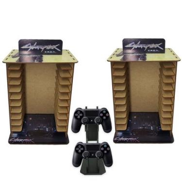 Imagem de Kit 2 Porta Jogos Físico Gamer Cp + Suporte Controle 22x16,3x29,4 Mdf 
