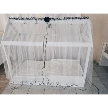 Imagem de Mosquiteiro Montessoriano 1.50 x 1.60 Tule Branco e Laço Decorativo - 