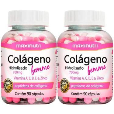 Imagem de Kit 2 Colágeno Hidrolisado Femme com Vitaminas E A C D e Zinco 90 Cáps
