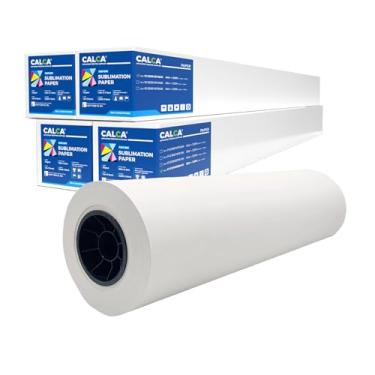 Imagem de CALCA Pacote com 4, rolo de papel de sublimação de secagem rápida, 61 cm de largura, 30 metros de comprimento, rolo de papel para impressora Epson F570 de sublimação de 61 cm (61 cm x 30 m x 4 rolos)