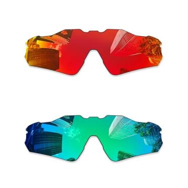 Imagem de Combine8 2 peças de lentes de reposição ploarizadas para óculos de sol Oakley Radar EV Path OO9208/Radar EV Path Asian Fit (AF) OO9275 - Vermelho fogo + verde