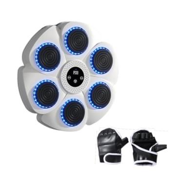 Imagem de Aymzbd Máquina de Boxe Musical, Máquina de Treinamento de Boxe Musical de Alvo de Parede, de Boxe Inteligente de Montagem em Parede Ajustável para Acade, Branco