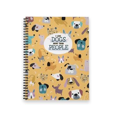 Imagem de Caderno espiral I Like Dogs More Than People / Diário de 21,6 cm x 28 cm / 120 páginas pautadas pela faculdade/capa laminada durável com laço duplo/encadernação em espiral de arame preto/feito nos EUA
