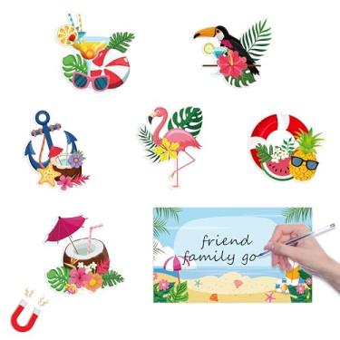 Imagem de JAPBOR Cruise Door Decorations Magnetic - 7PCS Tropical Hawaii Cruise Magnet, Summer Beach Car Ship Cabin Refrigerator Magnets Decal, Flamingo Coconut Drink Fridge Stickers for Cruise Party Decor