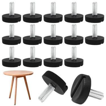 Imagem de Jiozermi 16 peças de niveladores de móveis M6 x 15 mm Niveladores de perna de mesa, parafuso de nivelamento no ajustador de móveis, mini pés ajustáveis para móveis, pernas de pátio, pés de móveis -