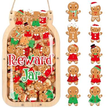 Imagem de 61 peças de pote de recompensa de Natal para crianças, penico de gengibre, treinamento de comportamento, tabela de recompensas e gráfico de tarefas para meninas, crianças, sala de aula, motivar a