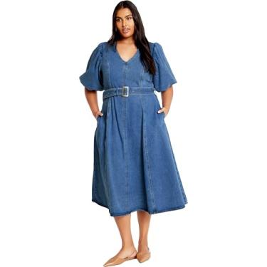 Imagem de City Chic Women's Apparel Vestido feminino Citychic Plus Size Denim Delilah, Lavagem média, 48