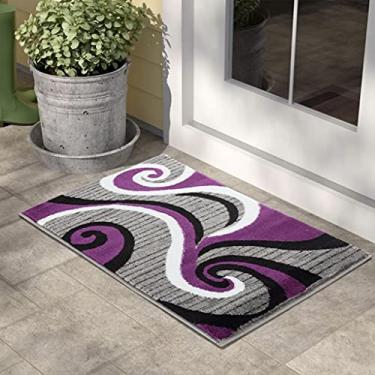 Imagem de GLORY RUGS Tapete de área 2x3 roxo tapete moderno redemoinhos tapete quarto sala de estar contemporâneo jantar acento coleção Sevilla 4817