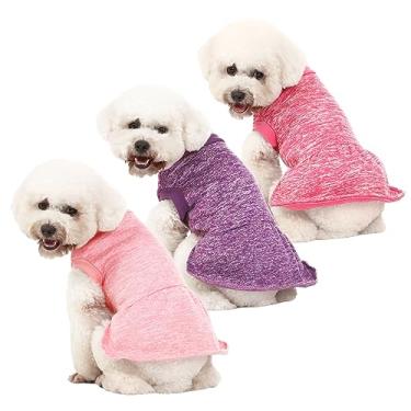Imagem de Suéter para cães, suéteres para cães pequenos, pacote com 2, 3 roupas quentes e macias para animais de estimação para filhotes, gatos médios e grandes, cães menina ou menino, colete de camisa para cachorro para inverno e Natal (PP, vestido rosa + roxo + rosa quente)