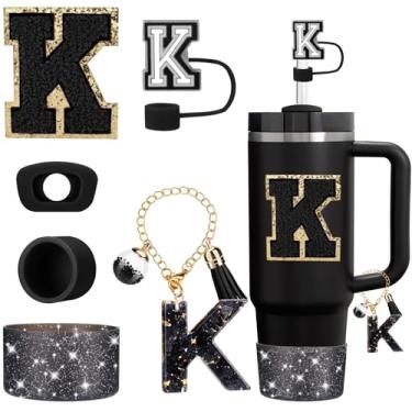 Imagem de Mity rain Conjunto de 6 peças de acessórios para copo Stanley Cup 850 g 1,134 g copo com alça, acessórios pretos incluindo topo de palha, bota, tampa à prova de derramamento, pingente de alça, adesivo