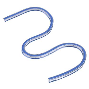 Imagem de Régua de Curva Branca Azul Regra Flexível, Régua de Curva Flexível, Levantamento de Construção para Elaboração de Engenharia (60cm/23,6 pol.)