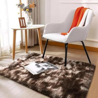 Imagem de Simples Tie-Dye Suave Decoração para Casa Tapetes Quarto Sala de Estar Cabeceira Fofo Sujo Resistente Almofada Lavável Tapetes, kafeizaran5,40X60CM (1.3X2FT