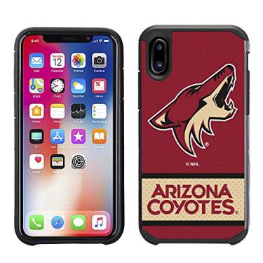 Imagem de Prime Brands Group Capa traseira texturizada NHL-JE1-iX-PXC para Apple iPhone X/Xs - NHL licenciada Arizona Coyotes Red Jersey em TPU preto