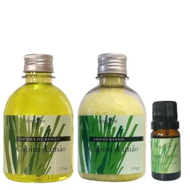 Imagem de Kit CAPIM-LIMÃO Espuma de banho + Sais de Banho + Essência Umidificador CAPIM-LIMÃO Banheira Hidromassagem