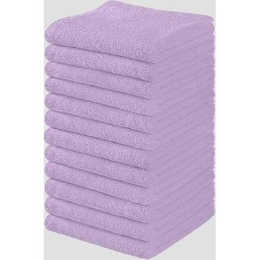 Imagem de Toalha e linho Mart 100% algodão - conjunto de panos de lavagem - panos de rosto de flanela, toalhas de dedo altamente absorventes e macias 30,5 x 30,5 cm (lavanda, pacote com 12)