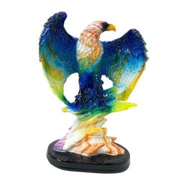 Imagem de Fenteer Esculturas de águia, estátua de resina, decoração, estatueta de animal, ornamento para aquecimento de casa, estante, sala de estar, lareira, Azul