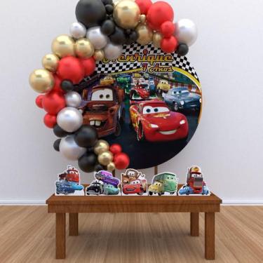 Imagem de Kit Festa Painel Redondo PERSONALIZADO Carros02 - IMPAKTO VISUAL