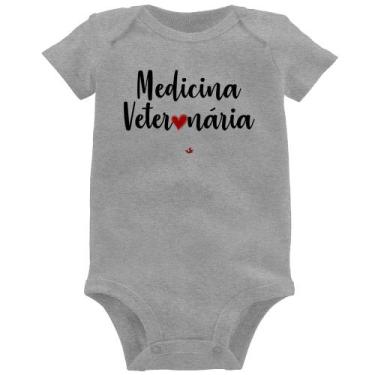 Imagem de Body Bebê Medicina Veterinária por amor - Foca na Moda, Cinza, M