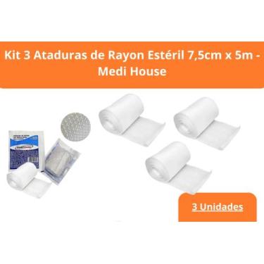 Imagem de Atadura de Rayon Estéril 7,5cm x 5m kit com 3 unidades - Medi House - 
