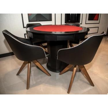 Imagem de Mesa de Carteado com Gavetas e Porta copos - 1,09x0,80 - Com xadrez - Bordo