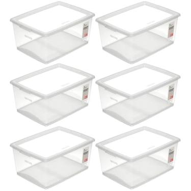 Imagem de 6 Caixas Organizadoras com Tampa 30L Empilháveis Click Ordene de Plástico