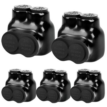 Imagem de 5 peças de conectores de fio isolado preto multi cabo conector de emenda 2 portas cabo de entrada de um lado conectores de terminal de fio de alimentação elétrica (2/0-6 faixa de fios)