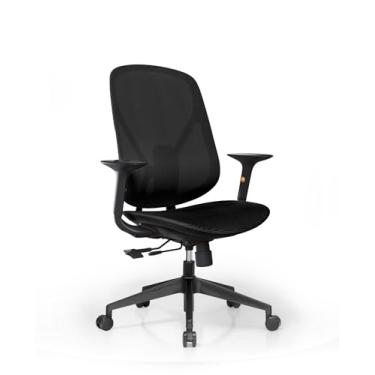 Imagem de Office Cha Mesh IR com encosto de cabeça - Cadeira ergonômica com suporte lombar - Cadeira de mesa de malha - Cadeira de mesa ergonômica com rodas - Cadeira de escritório em casa - MONO-10 - preta