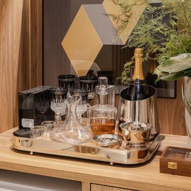 Imagem de Bandeja Galeria Lisa Oblonga Fundo de Madeira - St James