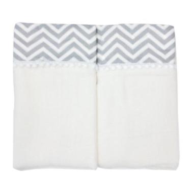 Imagem de Fralda De Pano Ombro 2 Pecas Com Bainha Em Tecido Cinza Chevron Baby D