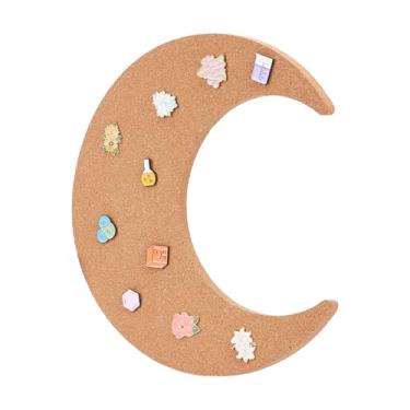 Imagem de NBEADS Quadro de cortiça com exibição de pinos, quadro de broche de cortiça lunar, quadro de pinos de 1,3 cm de espessura, quadro de exibição de avisos de madeira, quadro de cortiça montado na parede