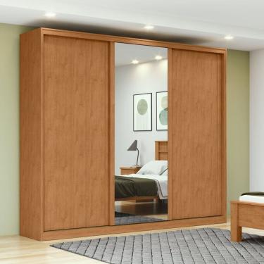 Imagem de Guarda-roupa 3 Portas 4 Gavetas 100% Mdf 1 Porta Glass Forma Marrom/Bege