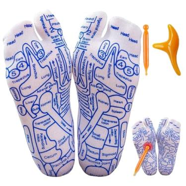 Imagem de Meias de reflexologia com ferramentas de acupressão e massagem – tamanho grande – aliviam a fadiga, promovem a circulação sanguínea e relaxam