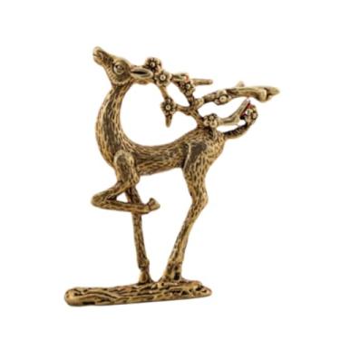 Imagem de Ｂｅｓｇａ Brass Sika Deer Ornamento Miniatura Copper Animal Presentes de aniversário Hand Craved Small Deer estátua para o apartamento quarto