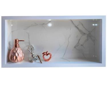Imagem de Nicho de Porcelanato Branco Carrara Para Banheiro 60x32cm - LOMINA