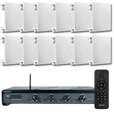 Imagem de Kit Som Ambiente Frahm 4500 12 Cx Som Arandela Embutir Quad.