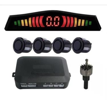 Imagem de kit 2 Sensor Estacionamento Ré c/ display Preto 18mm + serra copo - GB