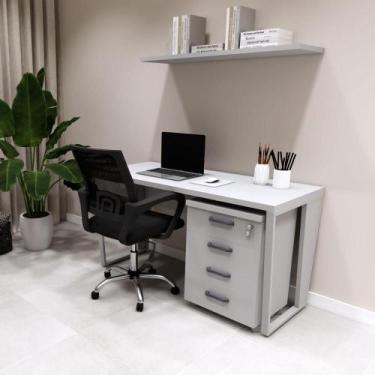 Imagem de Mesa Escrivaninha Industrial 135cm c/ Gaveteiro 4 Gavetas F5 - F5 Offi